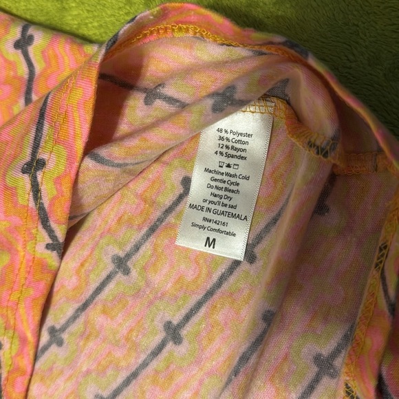 Lularoe Irma High Low Oversized Shirt Top Orange and Purple Faded Design Sz M - Picture 5 of 7